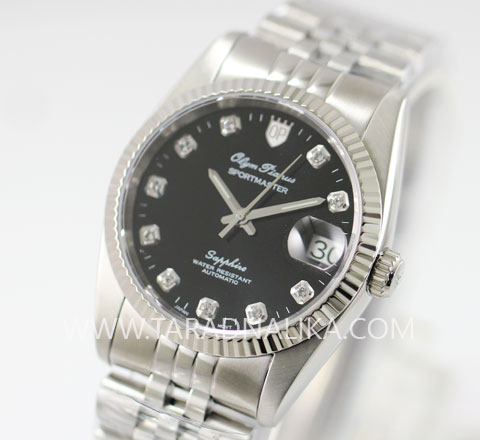นาฬิกา Olym pianus sportmaster Automatic sapphire 89322AM หน้าปัดดำ
