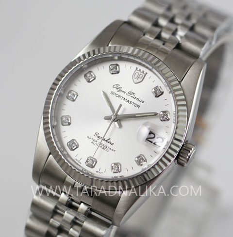 นาฬิกา Olym pianus sportmaster Automatic sapphire 89322AM หน้าปัดเงิน