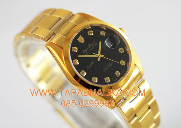 นาฬิกา Olym pianus sapphire 8934M-616 เรือนทอง หน้าปัดดำ 2