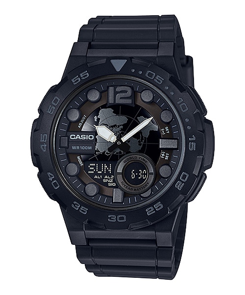 นาฬิกา CASIO worldtime  2  ระบบ AEQ-100W-1BVDF (ประกัน cmg)