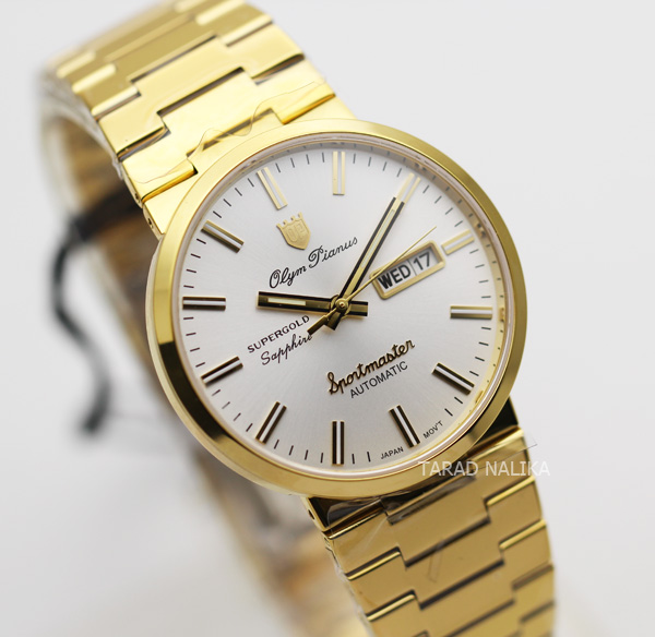 นาฬิกา Olym pianus sportmaster automatic sapphire 8909AM-434 เรือนทอง หน้าปัดขาว 1