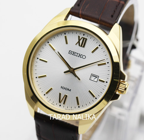นาฬิกา SEIKO ควอทซ์ Gent SUR284P1 เรือนทองสายหนัง