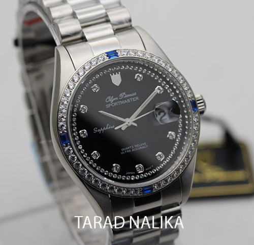 นาฬิกา Olym pianus sportmaster sapphire 89322G-658  หน้าปัดดำ พลอยล้อม 1