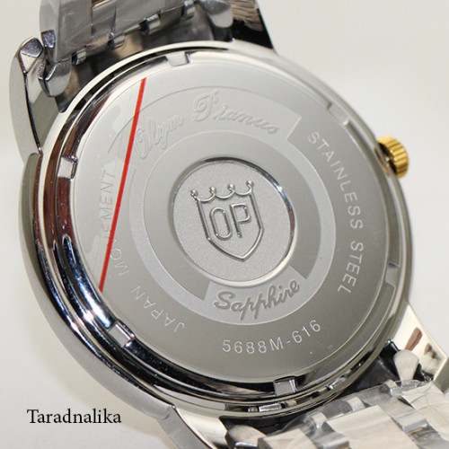 นาฬิกา Olym pianus Gent sapphire quartz 5688M-616 สองกษัตริย์ หน้าปัดดำ 2
