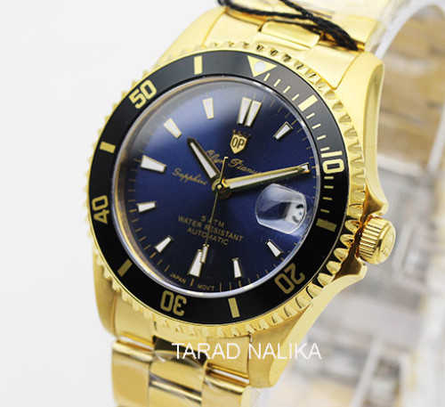 นาฬิกา Olym pianus Automatic submariner sapphire 89983AM-434 เรือนทอง หน้าปัดสีน้ำเงิน