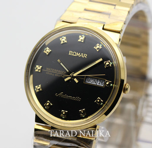 นาฬิกา Pomar automatic PM8119GG04 เรือนทอง หน้าปัดดำ