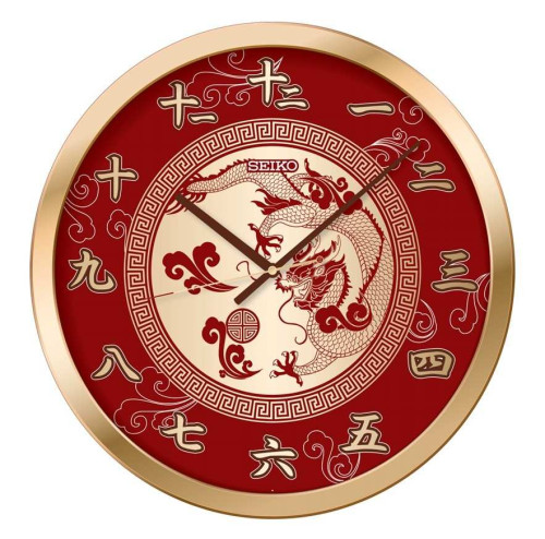 นาฬิกาแขวนมงคล ภาษาจีน SEIKO QXA940F ขนาด 16 นิ้ว ขอบทอง