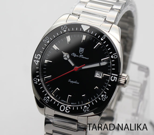 นาฬิกา Olym pianus sapphire  5707M-430   40 mm หน้าปัดดำ ขอบเซรามิค