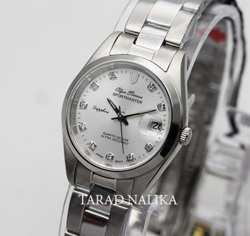 นาฬิกา Olym pianus lady sapphire sportmaster 28 มม. 6834L29-404E หน้าปัดขาว silver