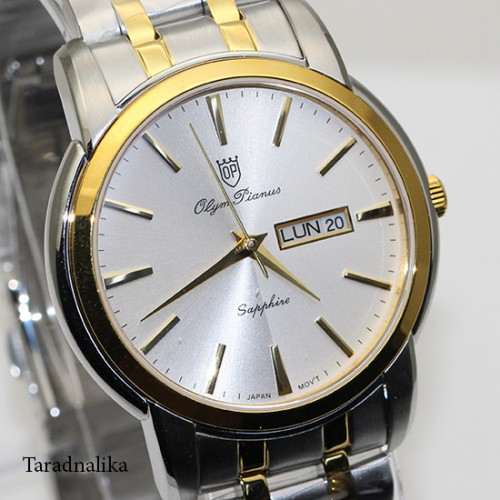 นาฬิกา Olym pianus Gent sapphire quartz 5688M-616 สองกษัตริย์ หน้าปัดขาว 1