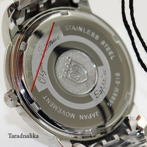 นาฬิกา Olym pianus Gent sapphire quartz 5688M-616 ตัวเรือนเงิน หน้าปัดขาว 2