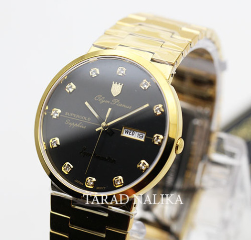 นาฬิกา Olym pianus sportmaster ควอทซ์ sapphire 890-09M-406E เรือนทอง หน้าปัดดำ 1