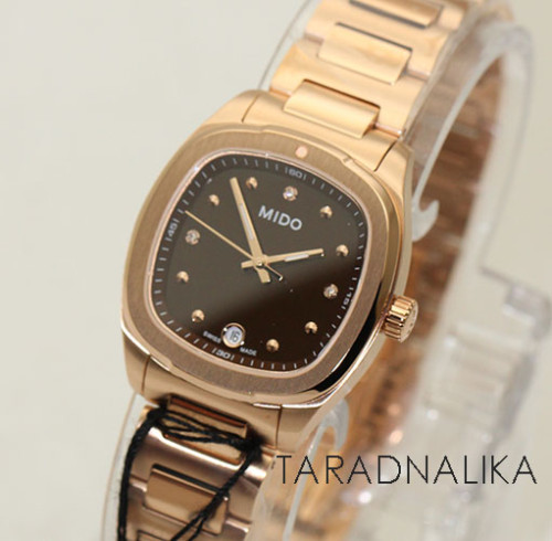 นาฬิกา Mido ผู้หญิง Multifort TV 28 Quartz pinkgold ประดับเพชรแท้ (ระบบถ่าน) M049.110.33.296.00