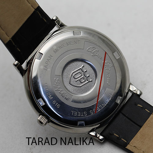 นาฬิกา Olympia Pianus sapphire quartz 151-2M-616 สายหนัง หน้าปัดดำ 2