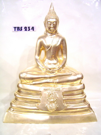 พระบูชาหลวงพ่อพระพุทธโสธร หน้าตัก 9 นิ้ว ( เนื้อทองเหลืองปิดทอง ) ประดับตราสัญลักษณ์ ภปร. ปี2535