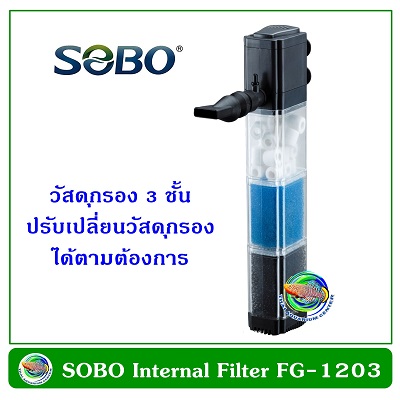 SOBO FG-1203 ปั้มน้ำพร้อมกรองภายในตู้ปลา วัสดุกรอง 3 ชั้น