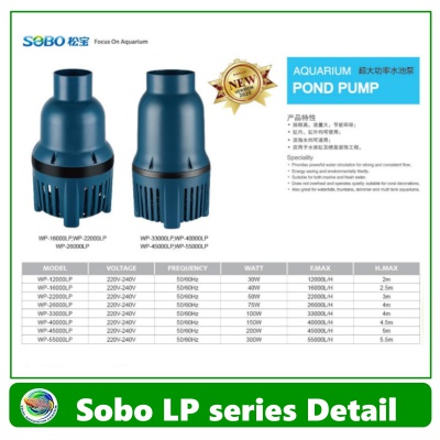 SOBO WP-33000LP ปั๊มน้ำประหยัดไฟ ปั๊มน้ำบ่อกรอง100W / 33,000 L/H 1