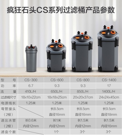 กรองนอกตู้ Crazy Stone CS-600 สำหรับตู้ปลา ตู้ไม้น้ำขนาด 30 - 60 ซม. (12-24นิ้ว) 4