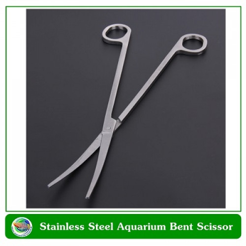SUNSUN กรรไกรตัดแต่งไม้น้ำ ปลายโค้ง ยาว 27 ซม. Stainless Steel Aquarium Bent Scissor