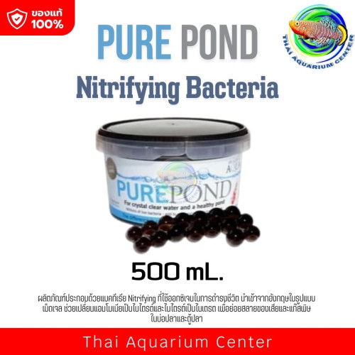Pure Pond 500 ml. แบคทีเรีย ที่มีชีวิตในเม็ดเจล ช่วยบำบัดน้ำ ระบบกรองน้ำบ่อปลา Nitrifying Bacteria