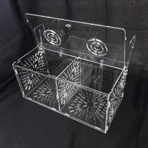 กล่องอคริลิคแยกเลี้ยงปลา กุ้ง ในตู้ปลาใหญ่ แบบแขวน ขนาด 2 ช่องAcrylic Aquarium Fish Tank Box Hang On 2