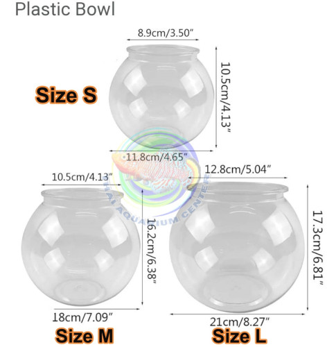 Plastic Fish Bowl โหลเลี้ยงปลา ทรงกลม สำหรับเลี้ยงปลา ผลิตจากพลาสติกใส น้ำหนักเบา ตกไม่แตก 1