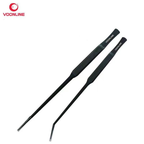 Voonline ที่คีบ ปลายตรง/ปลายโค้ง สีดำ ยาว 25 ซม. คีมปลูกไม้น้ำ Aquarium Straight /Bent Clamp long 25 4