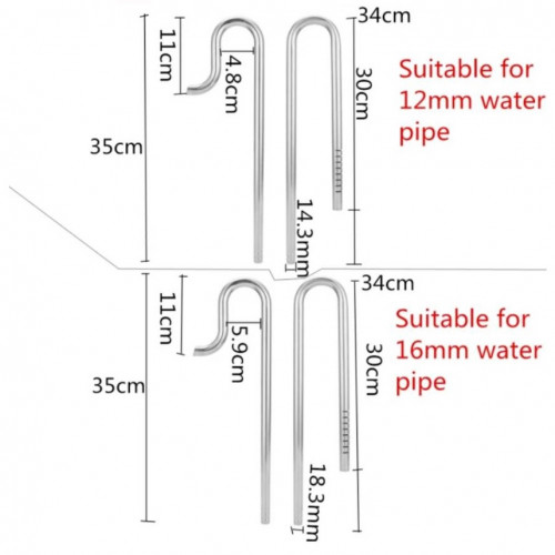 Mufan Inflow Outflow Stainless Steel Tube 12mm ท่อนำน้ำเข้า-ออกตู้ปลา ...