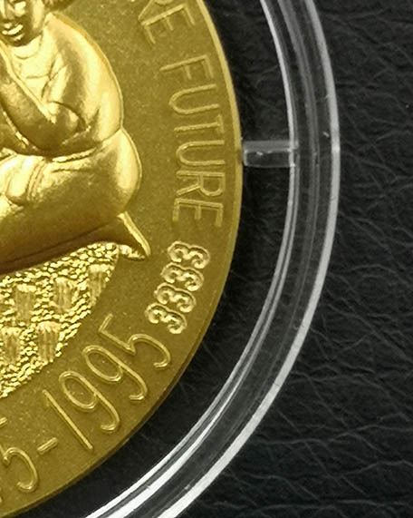 เหรียญในหลวง FAO อะกริคอลา อิตาลี เนื้อทองคำ 750 หนัก 12กรัม หมายเลข 3333 ปี2538 สภาพสวย ไม่มีกล่อง 3
