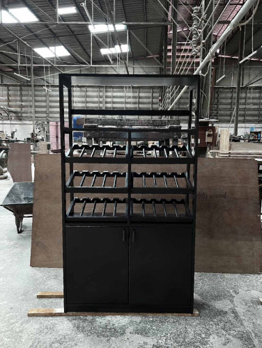 ชั้นวางไวน์ พร้อมตู้เก็บของด้านล่าง / wine rack with cabinet : สินค้าสั่งทำ/ made to order 