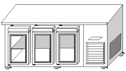 ตู้แช่นอน 3 ประตู ฝาทึบ ฟรีส ระบบเดินท่อความเย็น 2.2 ม