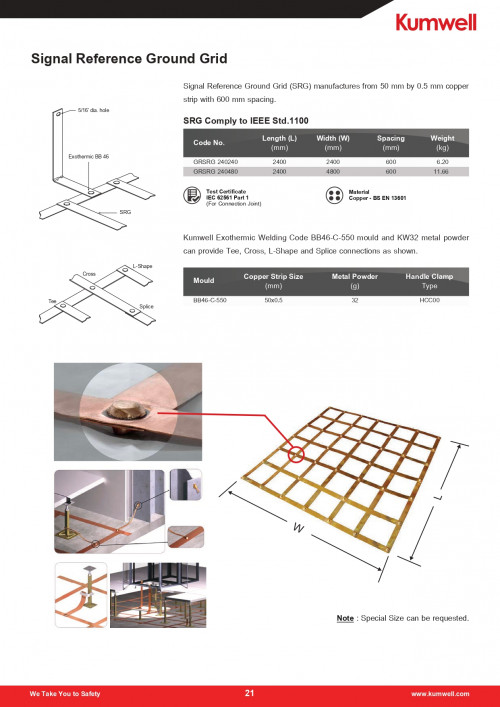 KUMWELL GRSRG 240240 Signal Reference Ground Grid (SRG) L = 2400 mm, W