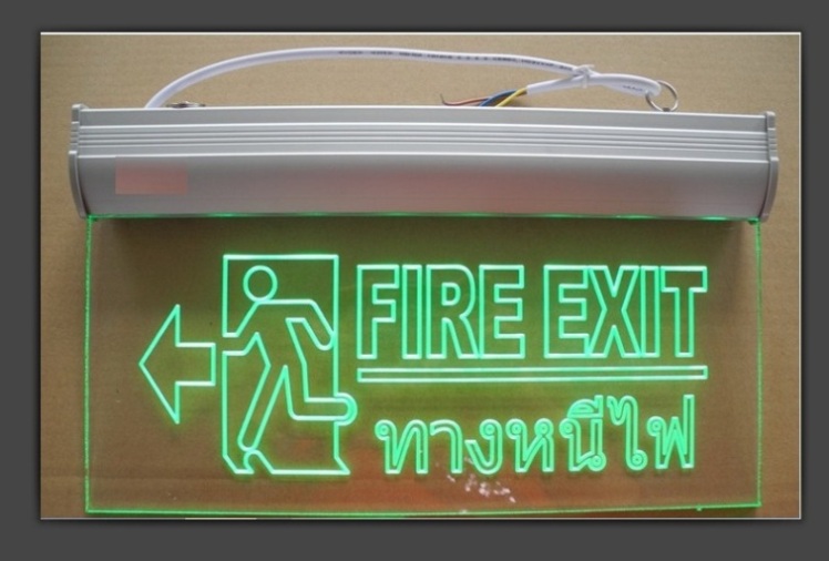 ป้ายไฟฉุกเฉิน Fire Exit รูปคนวิ่งทางหนีไฟซ้ายมือ สำรองไฟ 2 ชม. ชนิด LED Slim Line รุ่น F10 ยี่ห้อ SU