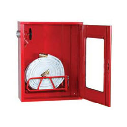 ตู้เก็บสายส่งน้ำดับเพลิงชนิดผ้าใบแบบม้วน พร้อมฐานวางสาย 60x70x20 cm. (เฉพาะตู้)