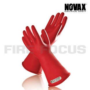 ถุงมือยางป้องกันไฟฟ้าแรงสูง Class 1 - 10,000V Tested, Straight cuff (Red) ยี่ห้อ NOVAX