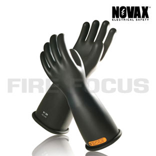 ถุงมือป้องกันไฟฟ้าแรงสูง Class 4 - 40,000V Tested, Straight cuff (Black) ยี่ห้อ NOVAX