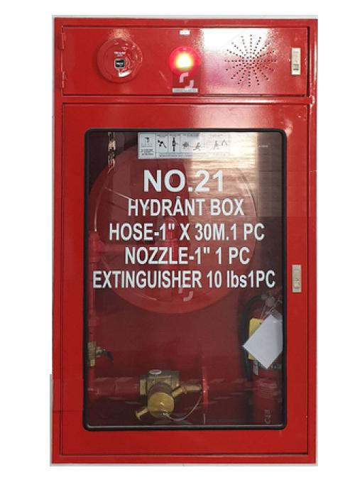 ตู้เก็บสายส่งน้ำดับเพลิงโฮสรีลพร้อมระบบไฟร์อลาร์ม 80x135x35 ขาสูง 30 cm.ในอาคาร(ไม่รวมอุปกรณ์)