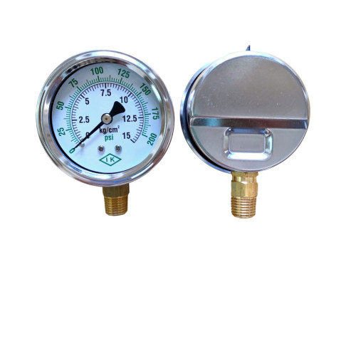 IK รุ่น 60-L-A Pressure Gauge Brass Bottom Range 0-15Kg&PSI NPT | 1/4