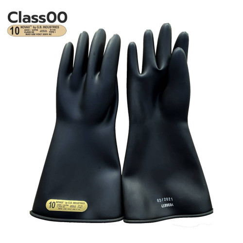 ถุงมือกันไฟฟ้า 2500V. ยี่ห้อ Novax ถุงมือคลาส 00 ผลิตจากน้ำยางธรรมชาติ