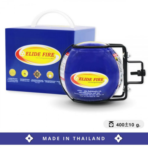 ลูกบอลดับเพลิงขนาด 4 นิ้ว 400 กรัม สำหรับติดตั้งในรถยนต์ ยี่ห้อ ELIDE FIRE สีน้ำเงิน