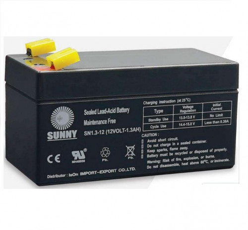 SUNNY รุ่น SN1.3-12 แบตเตอรี่แห้งชนิดตะกั่ว-กรด Seal Lead Acid Battery 12V-1.3Ah.