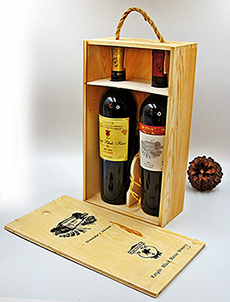 กล่องไม้ใส่ไวน์ 2 ขวด ของขวัญ ไม่รวมไวน์