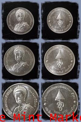 ชุดเหรียญกษาปณ์เงิน 150, 300 และ 600 บาท 60 พรรษา พระราชินี ปี 2535 (ไม่มีกล่อง)