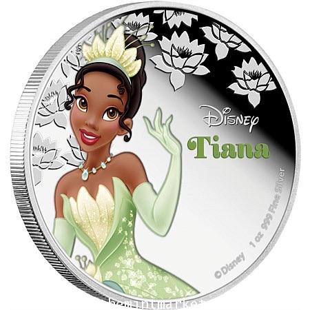 Tiana Disney Princess เนื้อเงินขัดเงา ขนาด 4 ซม. พร้อมแพคเกจเล่ม ของ New Zealand Mint