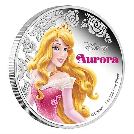 Aurora Disney Princess เนื้อเงินขัดเงา ขนาด 4 ซม. พร้อมแพคเกจเล่ม ของ New Zealand Mint