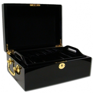 กล่องใส่เหรียญคาสิโนไม้ Mahogany สีดำ 500 เหรียญ 2