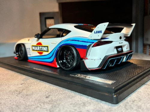 IG2654 1:18 LB-WorksToyota Supra (A90) White/Blue/Red [Width 10 Length 24 Height 7 cms] 2