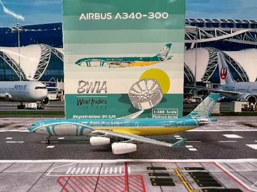  Phoenix 1:400 BWIA A340-300 9Y-TJN PH1958 [Width 15 Length 15.5 Height 4 cm]
