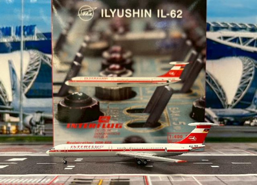 Phoenix 1:400 Interflug IL-62 DDR-SEG PH12051 [Width 11 Length 13.5 Height 3 cm]