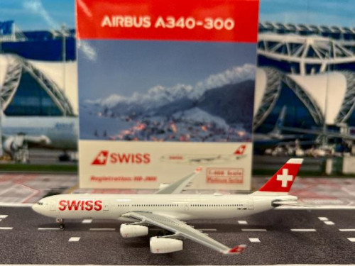 Phoenix 1:400 Swiss A340-300 HB-JMH PH1975 [Width 15 Length 15.5 Height 4 cm]